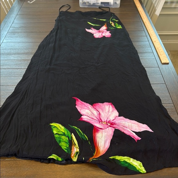 Rocco Sand Black Strappy Cowl Neck Oversized Floral Maxi Dress Size XL - Picture 6 of 15